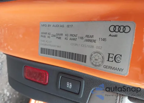 2018 Audi S4 Premium Plus из США, поврежденный, VIN WAUB4AF49JA001864